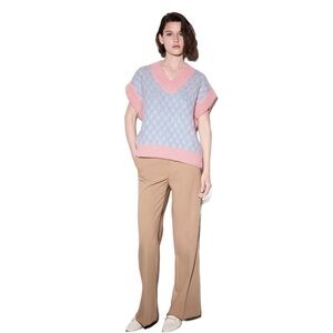 Zara Wool Blend Vest Check Pink & Blue